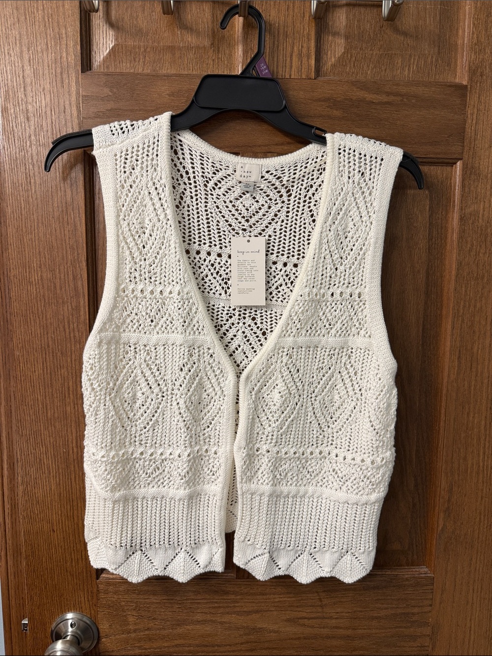 a new day White Crochet Knit Tank Vest